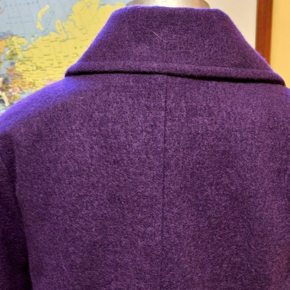 Vintage GEORGE purple ladies cropped wool blend medium coat, 3/4 sleeves - Picture 8 of 15